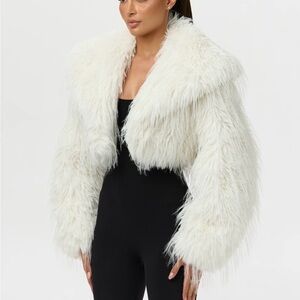 Naked Wardrobe White Faux Fur Teddy Jacket
